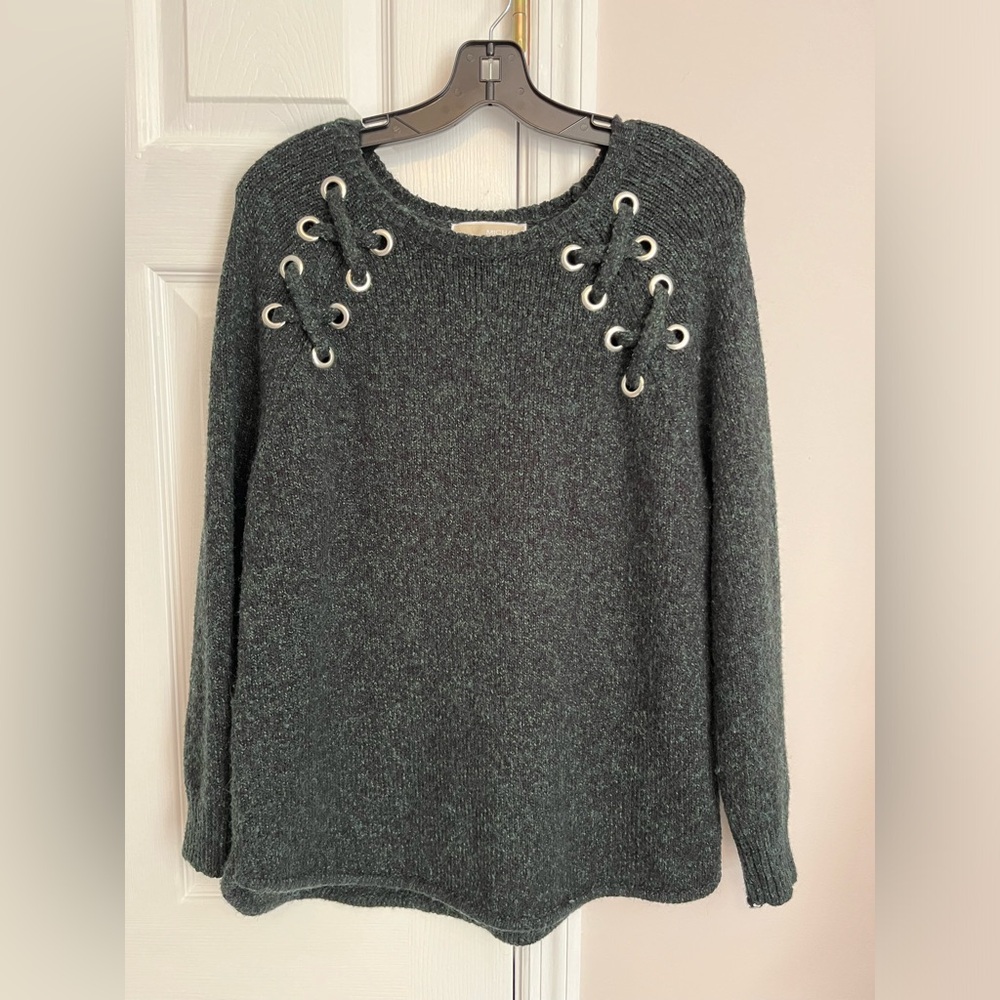 Michael Michael Kors Women’s Sweater Green Size Large String Front Embellishment - Picture 1 of 10